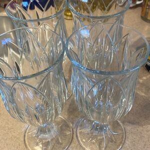 Vintage Cristal D’ Arques  Durand crystal Pompano/Tulip set of 4 water glasses.